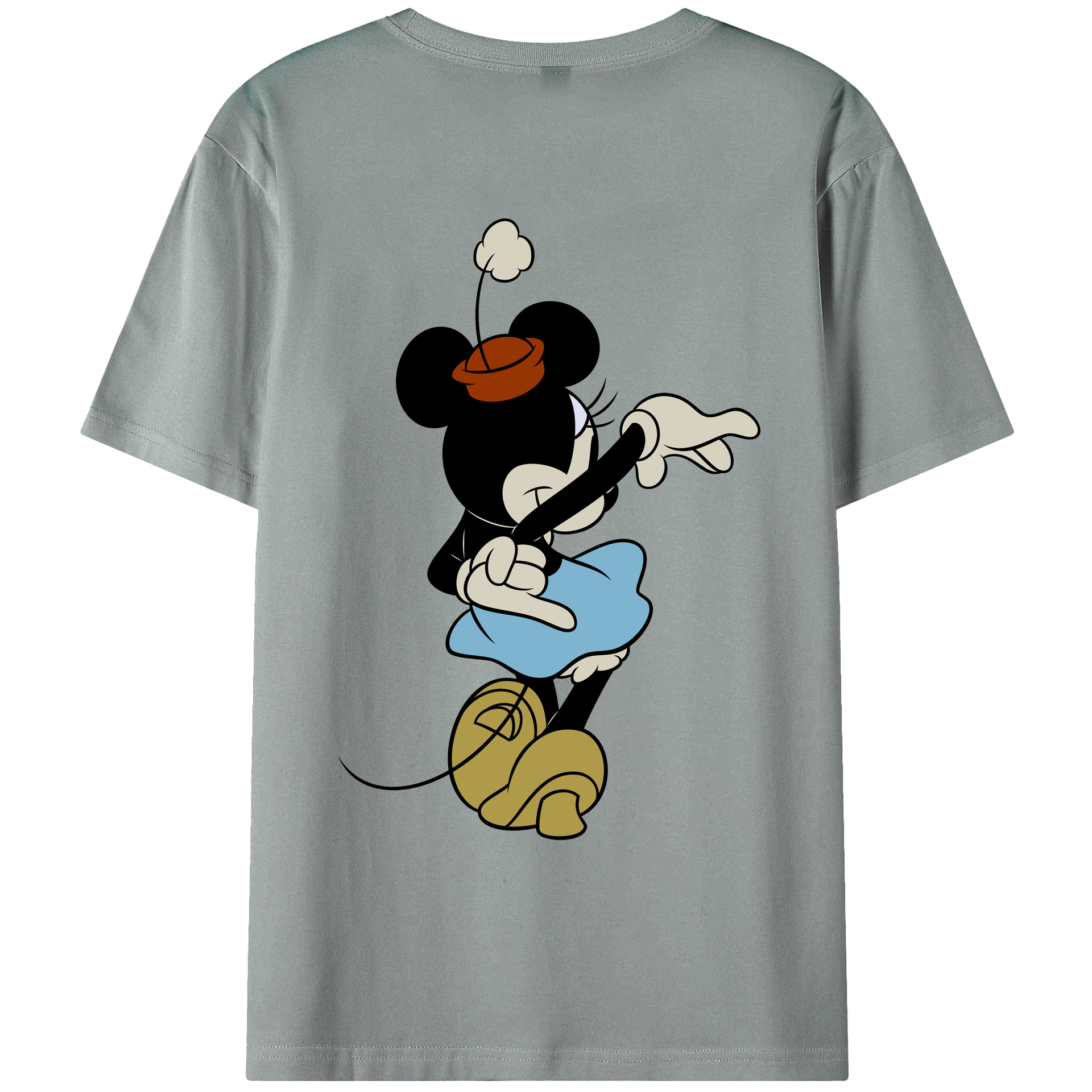 ミッキーマウス Mickey Mouse 綿100％ メンズ半袖Tシャツ（バックプリント） 通気性